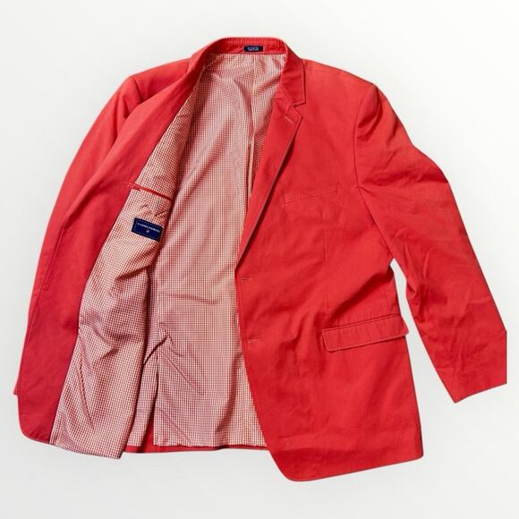 Saddlebred Mens Orange Sport Coat Two Button Solid Cotton Sz 48L - Picture 3 of 6